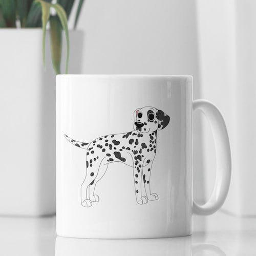 Cartoon Dalmatian Coffee Mug Cute Dog Lover Gift Cartoon Pet Ceramic Coffee Cup Dalmatian Illustration Pet Memorial Gift