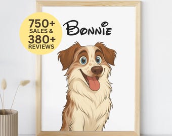 Retrato de mascota personalizado de dibujos animados, descarga digital, estilo Disney, arte para amantes de los perros y los gatos, regalo conmemorativo para mascotas, dibujo personalizado a partir de una foto, retrato de mascota
