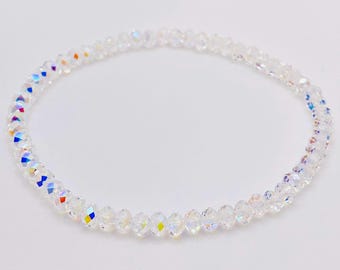 Swarovski Crystal Bracelet: Iridescent AB Bead Stretch Jewelry