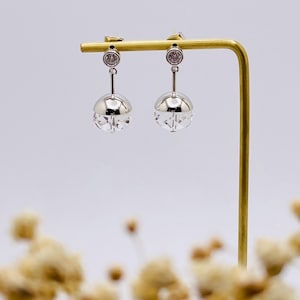 Swarovski Crystal Drop Earrings with Clear Pendant-Minimalist Bridal Earrings with Clear Crystals-Wedding Guest Jewelry Statement Gift Her