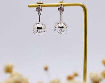 Clear Swarovski Crystal Drop Earrings, Silver Bridal Dangle Earrings, Elegant Wedding Guest Jewelry, Gift for Her