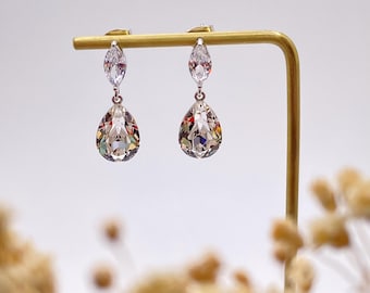 Clear Swarovski Crystal Drop Earrings, Elegant Formal Earrings, Wedding Guest Jewellery