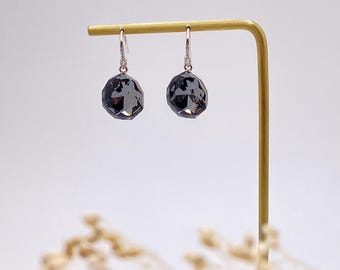 Black Swarovski Crystal Drop Earrings, Elegant Evening Dangle Earrings, Formal Gift for Her