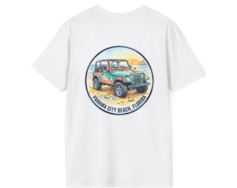Camiseta Jeep en la playa de Panama City Beach, Florida / Puesta de sol vintage costera