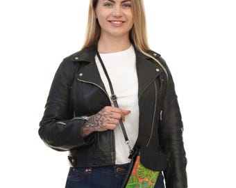 Cartera pequeña para teléfono móvil con estampado de hojas de monstera o bandolera