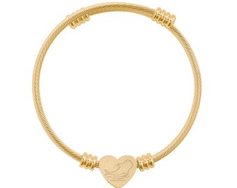 Brazalete de corazón personalizado con versículo bíblico de tiburón ballena grabado, acero inoxidable