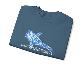 Sudadera con versículo bíblico del tiburón ballena / Diseño marino cristiano bordado