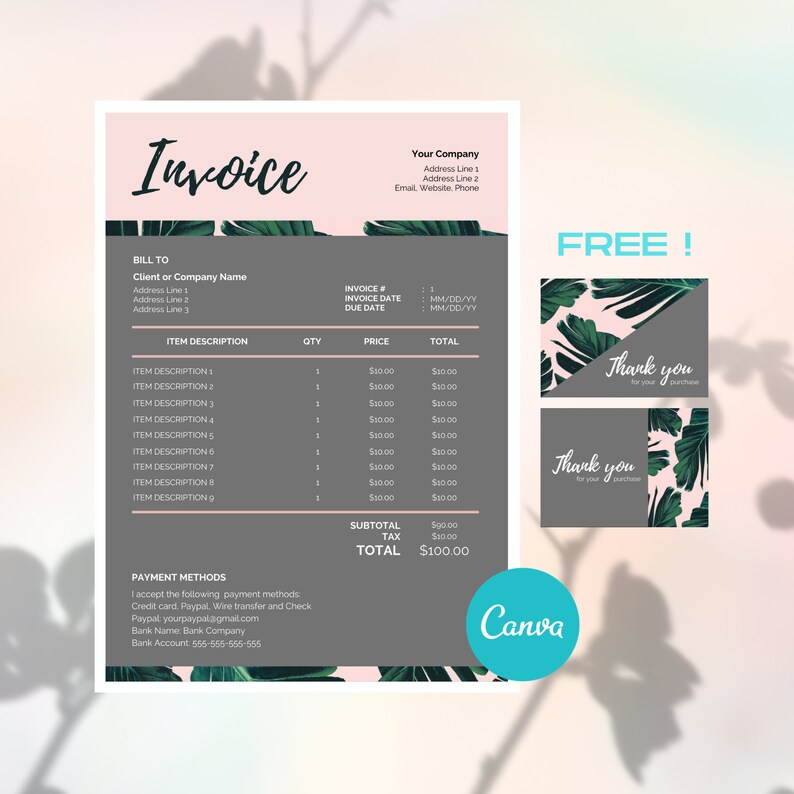 Invoice Template Canva Invoice Printable Invoice Template Canva ...