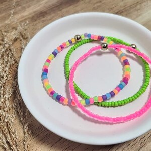Neon matte multi bracelet | Summer jewelry | Baby bracelet | Mama and me | Clasp bracelet | Stretch bracelet | Baby jewelry | neon jewelry