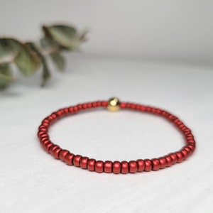 Dainty matte red bracelet | Christmas | Baby bracelet | Clasp bracelet | Stretch bracelet | Baby jewelry | Christmas jewelry