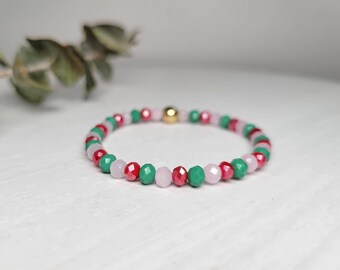 Sugar plum crystal bracelet | Pink Christmas | Baby bracelet | Clasp bracelet | Stretch bracelet | Baby jewelry | Christmas jewelry