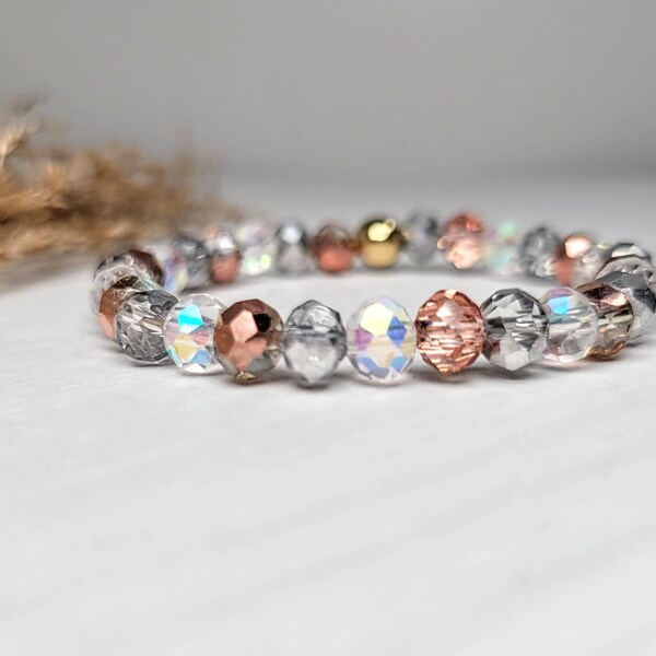 Multi crystal bracelet | Fall Neutral | Baby bracelet | Mama and me | Clasp bracelet | Stretch bracelet | Baby jewelry | Fall jewelry