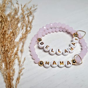 Mama and mini set of 2 bracelet | pink braclets | girl bracelets | bracelets for littles | mama bracelets | mama and me | stretch | clasp
