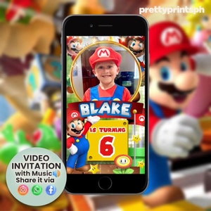 Super Mario Invitation Video, Super Mario Birthday Invitation Video, Super Mario Video Invitation, Video Invite, Super Mario Animated Video