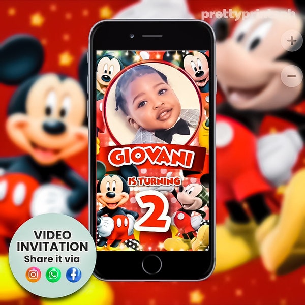 Mickey Mouse Birthday Invitation, Mickey Mouse Invitation, Oh Twodles Invitation, Mickey Mouse video Invite, Mickey Mouse Animated Invite,