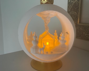 Christmas Ornament Tealight Winter Cabin
