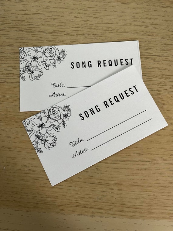 Wedding Song Request Cards Etsy