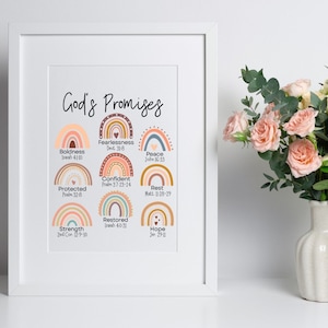 Boho Rainbow God's Promises digital download, God's promises Wall art, Rainbow Art