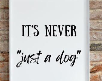 It's Never just a dog, Wall art, Digital download, Printable, Instant download, Dog wall art, Dog Mom, Dog Dad, New puppy