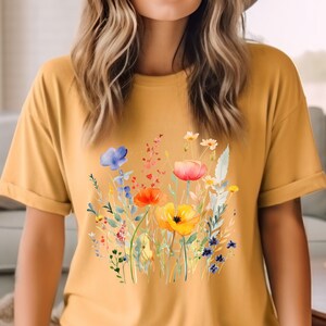 Wild Flowers T-Shirt, Vintage Botanical Tee, Pastel Floral Nature Shirt, Garden Lover T, Flower Lover Tee, Wildflowers Cottagecore, Mom gift