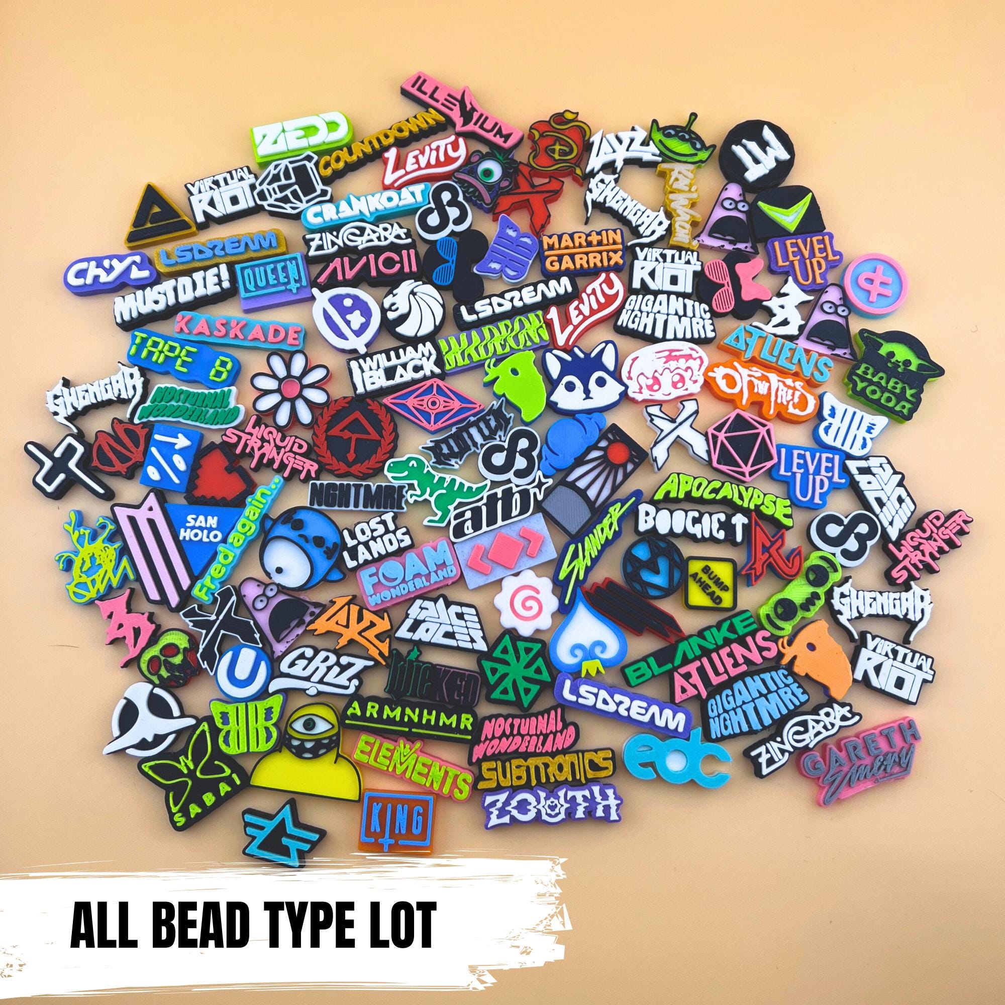 Festival Kandi Mix Charms Choose Your EDM Artist Anime Disney Marvel Symbols Variety Kandi Beads for Bracelets Perlers Rave Gifts Friendship