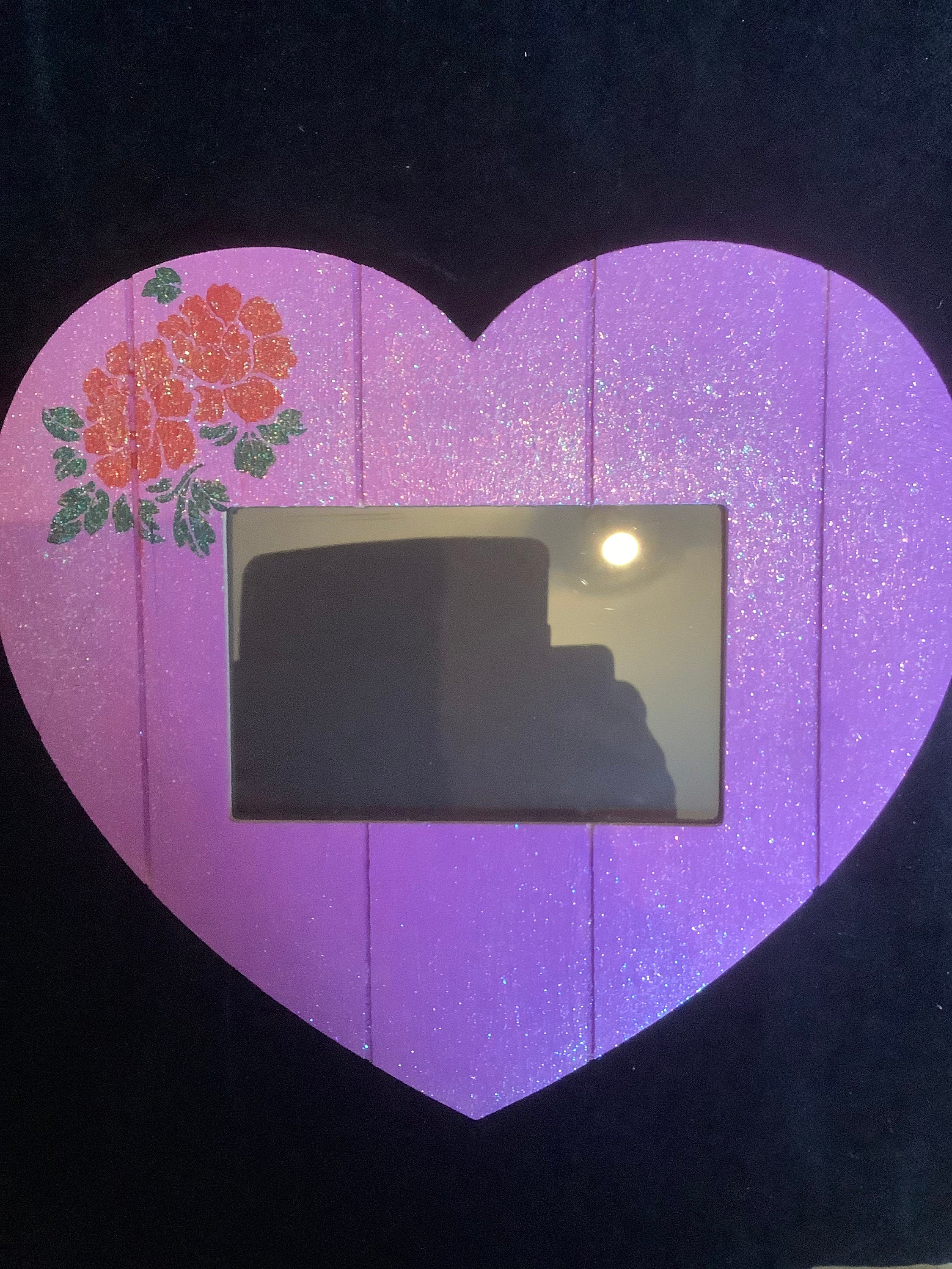 Hand Painted Heart Shaped Picture Frame Roses on a Lilac Etsy UK