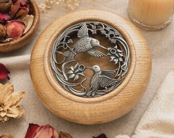 Handcrafted Wooden Potpourri Bowl with Metal Bird Lid | Aromatherapy Decor | Rustic Home Fragrance Holder | Mindful Living | Natural Home