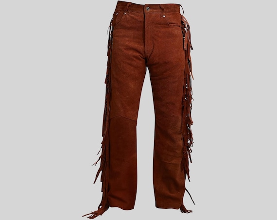 Fringe leather pants sale