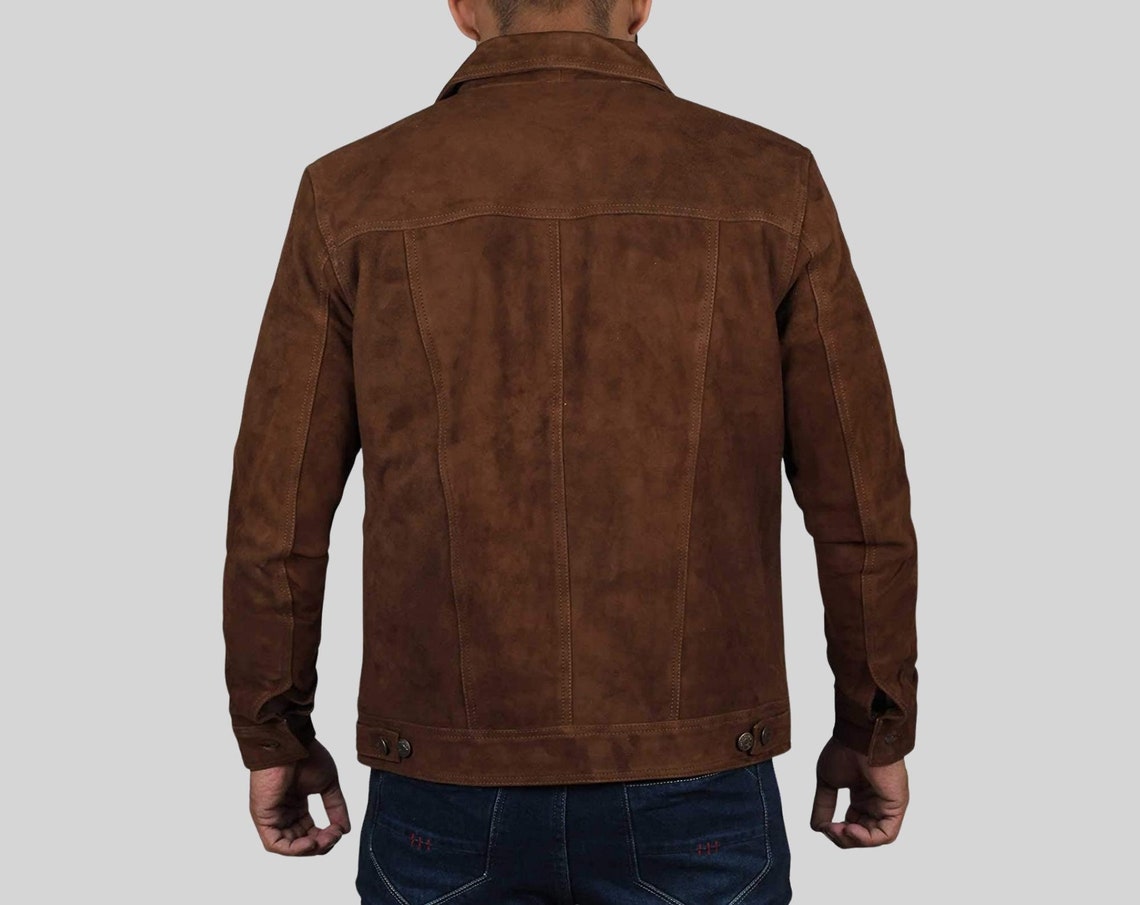 Men Suede Trucker Jacket Real Suede Leather Western Classic - Etsy