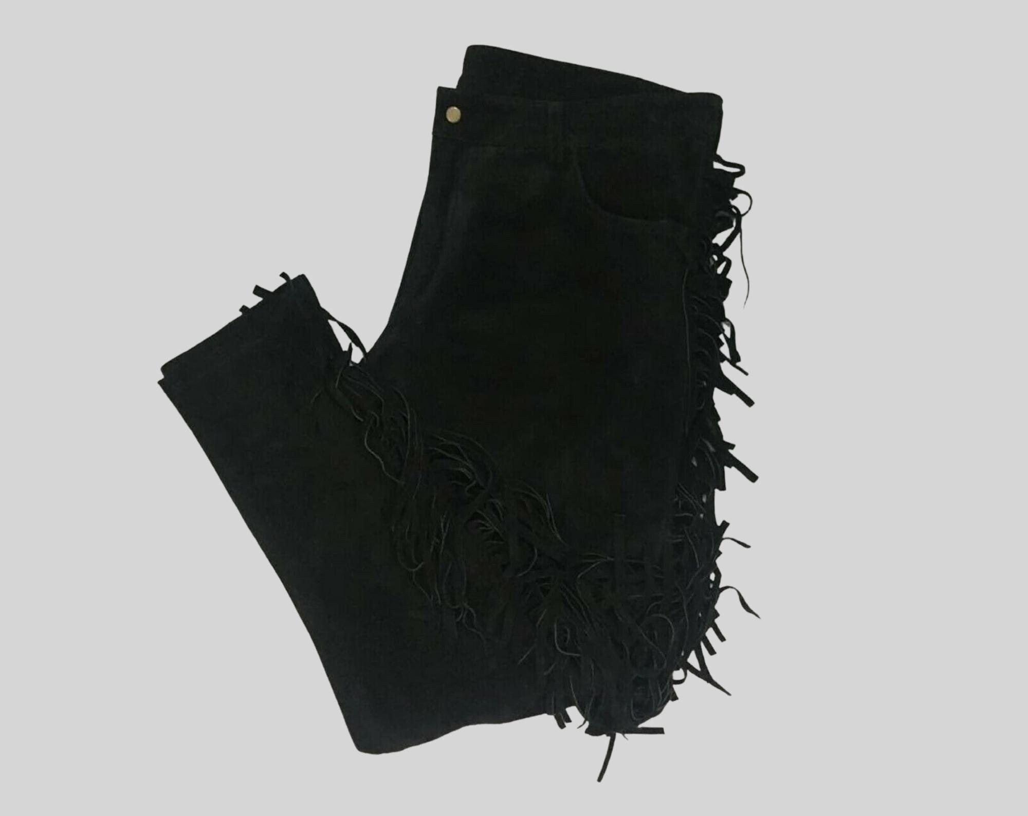 Mens leather hotsell fringe pants