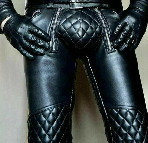 Man Quilted Leather Pant Mens Genuine Soft Sheep Leather Etsy