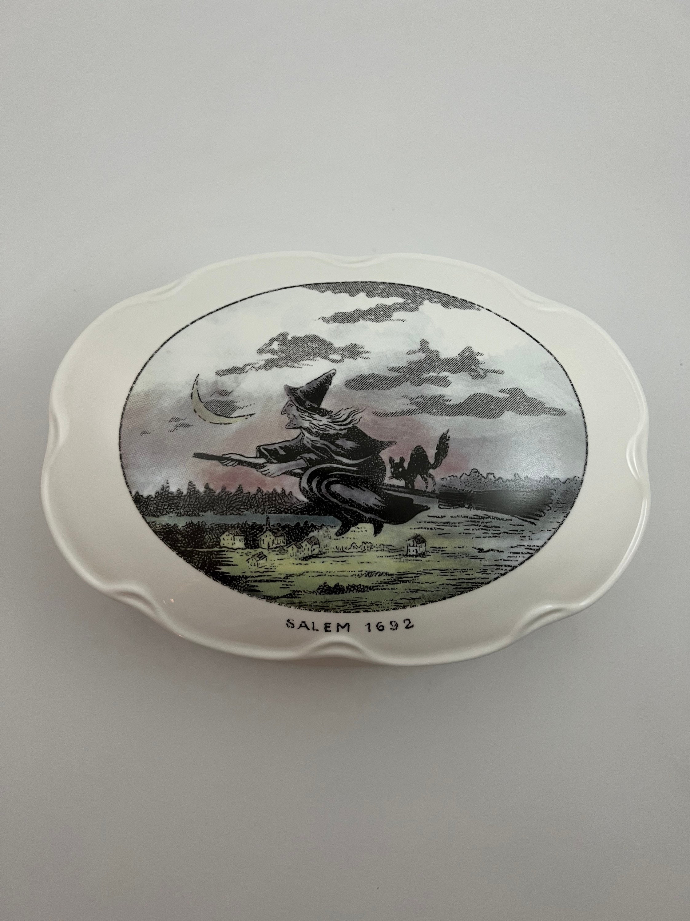 Antique Style Oval Salem Witch Porcelain Box - Etsy