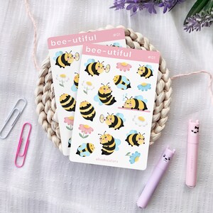 Bees Sticker Sheet  |  Bullet journal/Bujo stickers |  Planner stickers  |  Scrapbooking  |  Tiny/Mini/small bumble bee