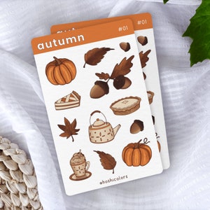 Feuille d’autocollants automne/automne |  Bullet journal/Autocollants Bujo |  Autocollants de planificateur |  Scrapbooking | Thème automne/automne