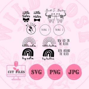 Geschwister Svg für Baby Onesies Babys Tshirts Bruder Schwester Schnittdateien für Cricut Zwillinge Kleidung kleine Schwester kleiner Bruder niedlich lustig