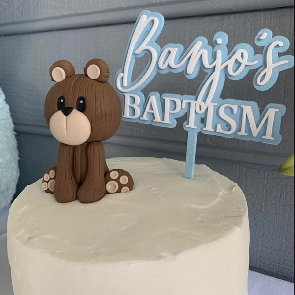 Acrylic Baptism Cake Topper Double Layer / Christening Cake Topper/ Personalised Cake Topper / Event Cake Topper / Floating Cake Topper