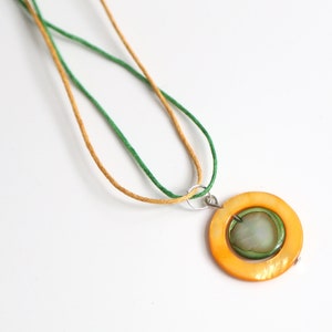 Mother-of-pearl necklace Art Deco yellow green necklace mother-of-pearl necklace mother-of-pearl jewelry
