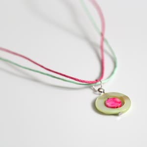 Mother-of-pearl necklace Art Deco green pink Necklace mother-of-pearl necklace mother-of-pearl jewelry