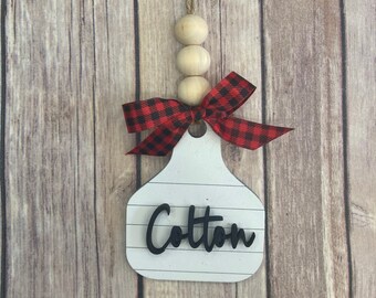 Wood Cow Tag Stocking Tags