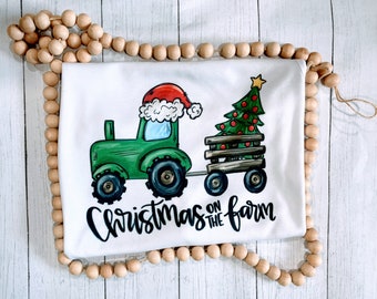 Personalized Christmas On The Farm Shirt, Long Sleeve Tee