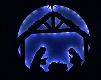 Christmas Nativity door hanger light up door hanger
