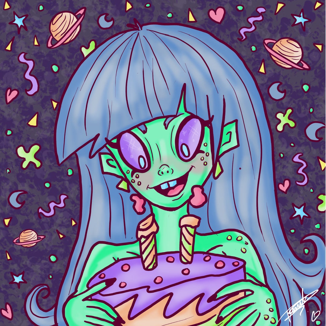 Printable Alien Birthday Card Etsy