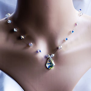 Bridgerton Swarovski Crystal Floating Necklace. Bridesmaid's Gift. Prom Necklace.