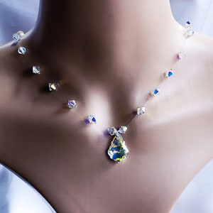 Bridgerton Swarovski Crystal Floating Necklace. Bridesmaid&#39;s Gift. Prom Necklace.