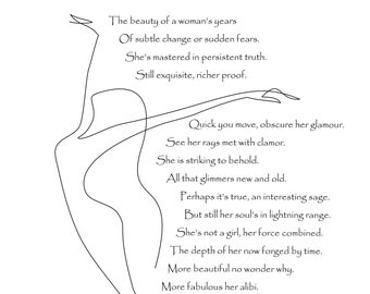 The Beauty of a Woman's Years. Mother's Day Gift. Poetry Print in White.