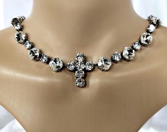 Anna Wintour Diamond Cross Necklace. Swarovski Crystals in a statement piece for her.