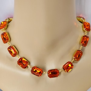 Hyacinth Orange Crystal Necklace: Anna Wintour Style Jewelry Set