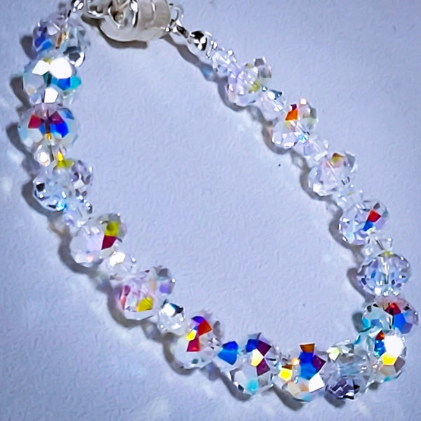 Swarovski Crystal magnetic clasp Bracelet. Sterling Silver. Available with Lobster Clasp