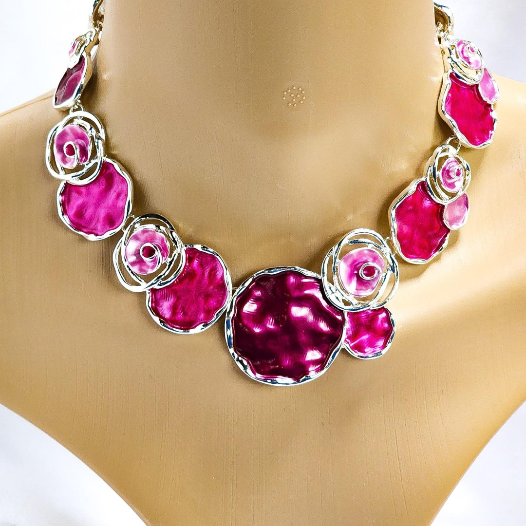 Contemporary Rose Necklace and Earrings Set Etsy