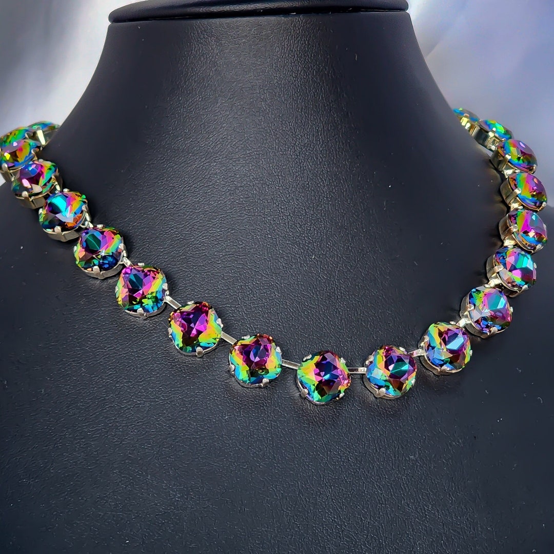Velvet Glamour Multi-Color Deco Crystal Necklace main image 1